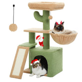 PETEPELA cactus cat tree side view highlighting compact indoor design for small spaces.