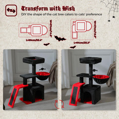 PETEPELA Gothic cat tree with sisal ramp encourages scratching and helps keep claws healthy.