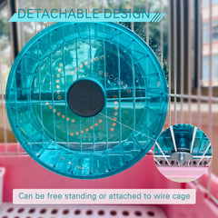 Petest hamster wheel height-adjustable accommodates different cages and scales with pets.
