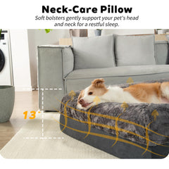 PetFun-xl-bed bolstered edges closeup emphasize security and snuggling comfort for deep rest