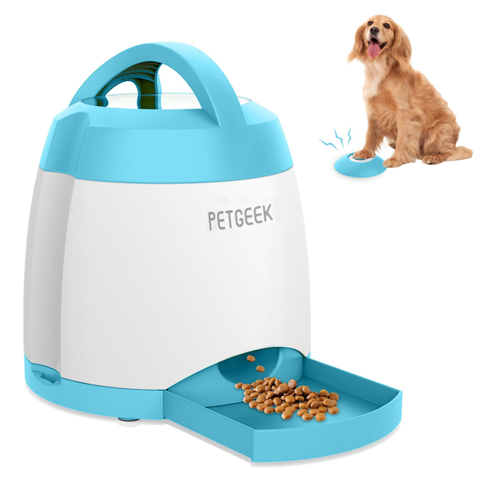 Petgeek automatic dog feeder front view with 400ml capacity for paced meals.