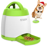 PETGEEK dog food dispenser toy front view highlights interactive puzzle play for smarter training