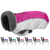 Petglad dog coat front view in rosy red; warm, wind-resistant fit for winter walks.