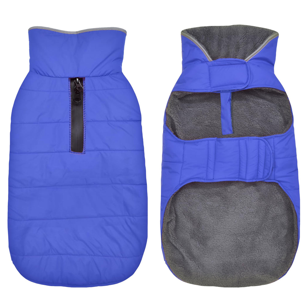 Petglad dog winter coat with leash hole keeps your pet warm and dry on winter walks.