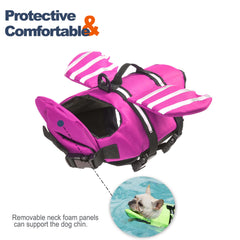 Petglad Wings jacket back view shows high buoyancy and a sturdy rescue handle for quick grabs.