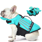 Petglad Wings dog life jacket front view pine green enhances flotation and visibility