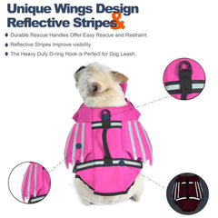 Petglad Wings reflective-stripes image emphasizes visibility during twilight swims.