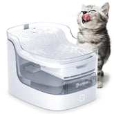 PETGUGU Cat Water Fountain top view shows 8-layer filtration for clean, refreshing water.