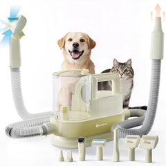 PETGUGU M1 Pro Cream grooming kit vacuum in action for shedding cleanup