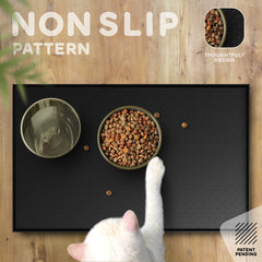 PETHAPPILY waterproof mat shields floors from water and crumbs.