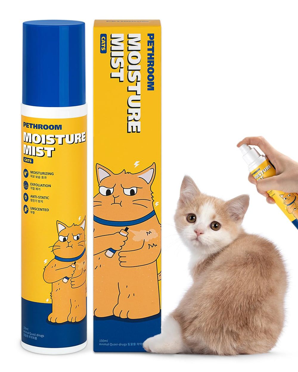 PETHROOM unscented cat moisture mist bottle ready for quick coat hydration.