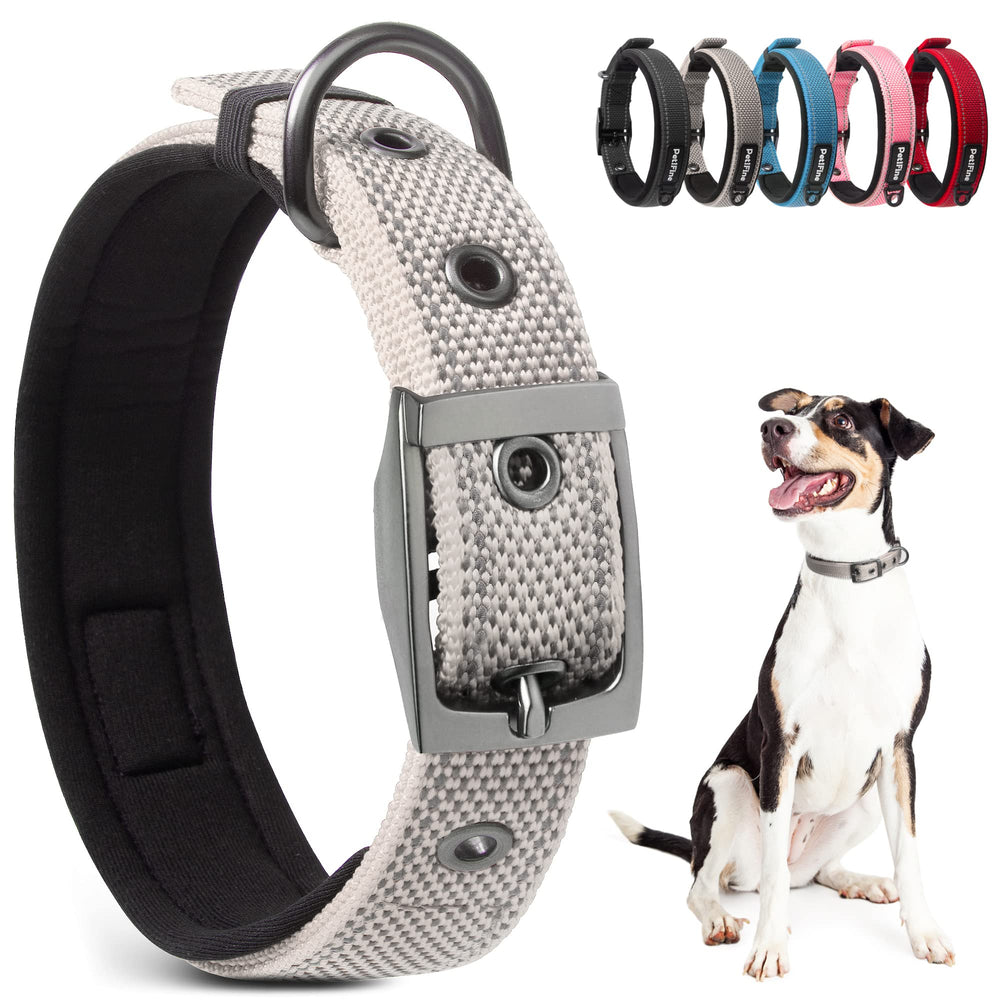 PetiFine dog collar with neoprene padding provides soft comfort on daily walks.
