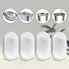 Petilog cat water fountain filter package shows 24 filters and 24 sponge filters for easy replacement