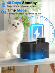 Petilog wireless cat water fountain with motion sensor for hands-free hydration monitoring.
