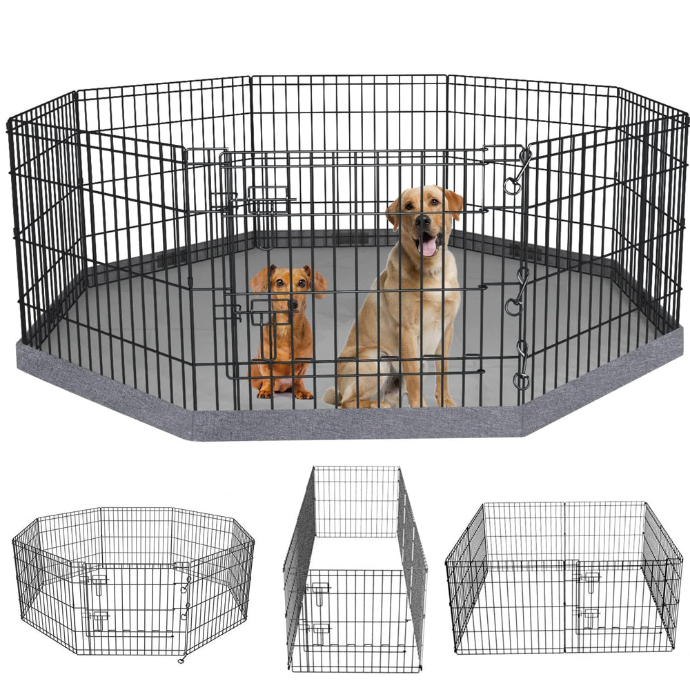 PETIME foldable dog pen showing eight panels for versatile indoor/outdoor play