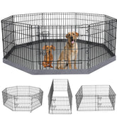 PETIME foldable dog pen showing eight panels for versatile indoor/outdoor play