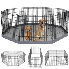 PETIME foldable dog pen showing eight panels for versatile indoor/outdoor play