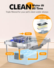 PETIMI water fountain operates quietly for a peaceful home.