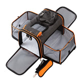 Petinstinct expandable carrier under-seat design for easy airline travel.