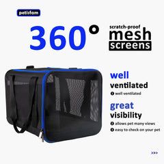 petisfam Easy Load Soft Pet Carrier side-mesh-panel emphasizes breathable, secure design