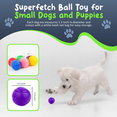 Petite Paws SuperFetch blue ball engages puppies during indoor fetch