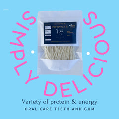 PETIVORE fish-stick real fish chunks, protein-rich snack.