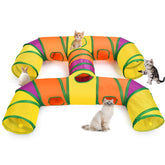 Petizer H-4-Way Cat Tunnel folded for compact storage and quick setup