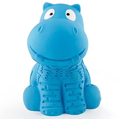 Petizer hipopótamo azul indestructible para mordidas fuertes y juego prolongado.