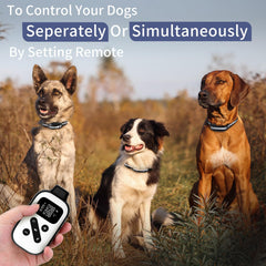 PetJoy 3 Dog Shock Collar remote control in hand highlighting long-range training.