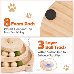 Petjoyi ball-track two-tier promotes active play and engagement for kittens.