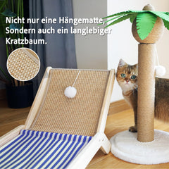 PETKARAY Beach Chair Cat Hammock includes toy ball for interactive lounging.