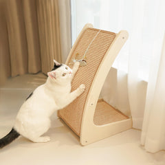 PETKARAY curved sisal scratcher board shows the versatile surface for active indoor cats