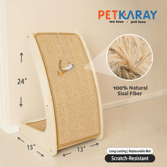 PETKARAY ramp scratching post with tall surface for satisfying sessions