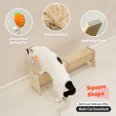 PetKARAY sisal cat scratcher with spring toy engages curious cats.