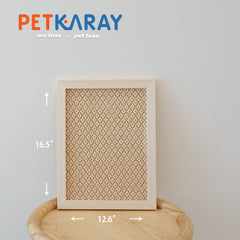 PETKARAY wood-frame scratching board showing sturdy frame and natural texture