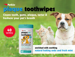 Petkin dental wipes wrap around finger for easy application on teeth and gums.
