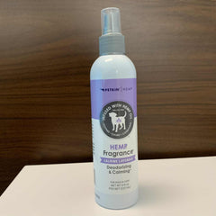 Petkin Hemp Fragrance bottle label highlighting hemp oil and lavender
