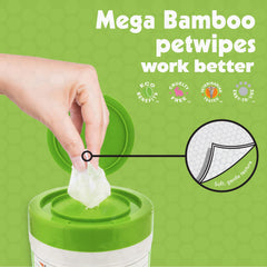 Petkin Mega PetWipes paws ears cleaning soft bamboo cloth removes dirt.