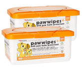 Petkin Paw Wipes Plus two-pack tub for quick paw cleanup on the go.