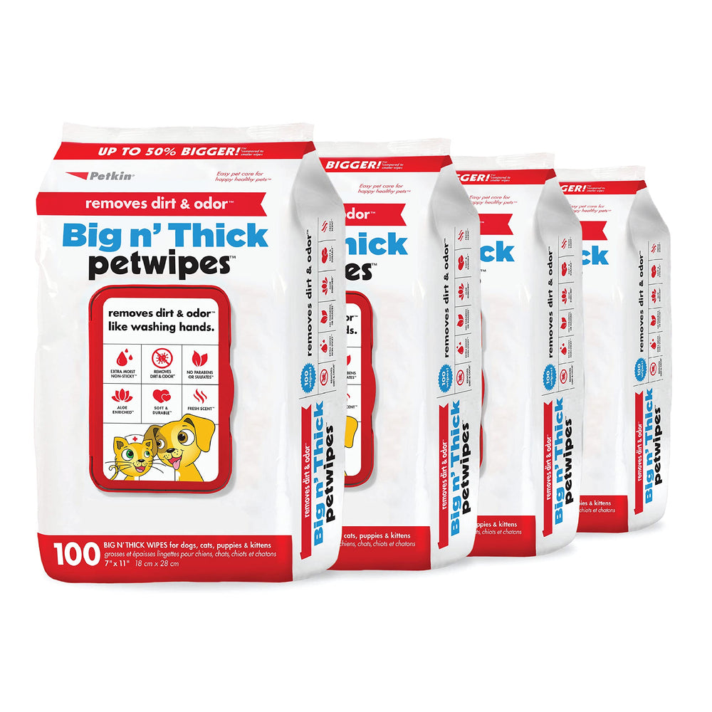 Petkin Pet Wipes 400-count pack for quick refresh between baths.