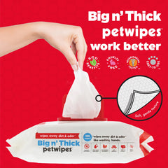 Petkin Pet Wipes used around eyes, ears, and face for gentle cleaning.