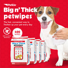 Petkin Pet Wipes large 7x11 inch sheet for efficient full-body cleaning.