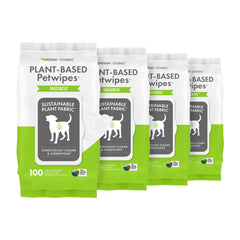 Petkin Plant-Based PetWipes four-pack packaging for quick planet-friendly care.