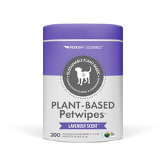 Petkin Plant-Based PetWipes tub front for convenient, plant-based pet cleaning on the go