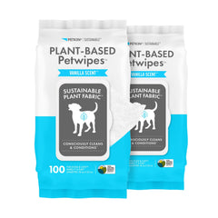 Petkin Plant-Based PetWipes two-pack vanilla scent for quick on-the-go cleaning.