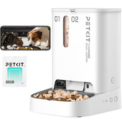PETKIT YumShare dual-hopper camera front view enables remote monitoring and feeding.