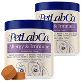 PetLab Co dog probiotic chews pork flavor in bag promote daily gut balance.