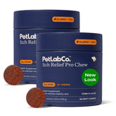 PetLab Co. Itch Relief Chew Pro packaging highlights premium US-made dog supplement.