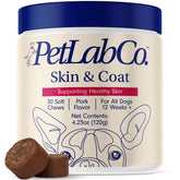 PetLab Co Skin & Coat Chew bottle shows convenient packaging for daily skin support