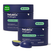 PetLab Co. ProBright dental powder bottle front for quick, daily care and fresher breath.